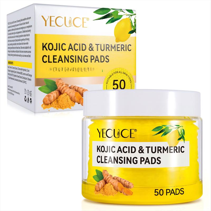 YECUCE Turmeric Cleansing Pad with Kojic Acid -  Skin Repair Skincare Essential for a Comfortable Experience 50 Pads