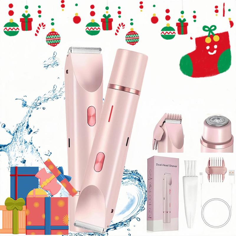 2 in 1 Electric Painless Hair Removal Razor, Hair Removal Tool, 1 Box Waterproof Body Hair Remover for Face & Lower Legs, Cordless Bikini Trimmer with Detachable Head, Christmas & Winter Gift