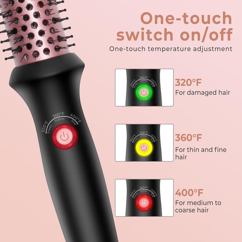 Thermal Brush,1.25 in Curling Brush Curling Iron Heated Curling Brush Volumizing Brush,Ceramic Tourmaline Ionic Curling Comb 110-240V Travel Curling Iron with Brush, LCD Display, Heated Round Brush