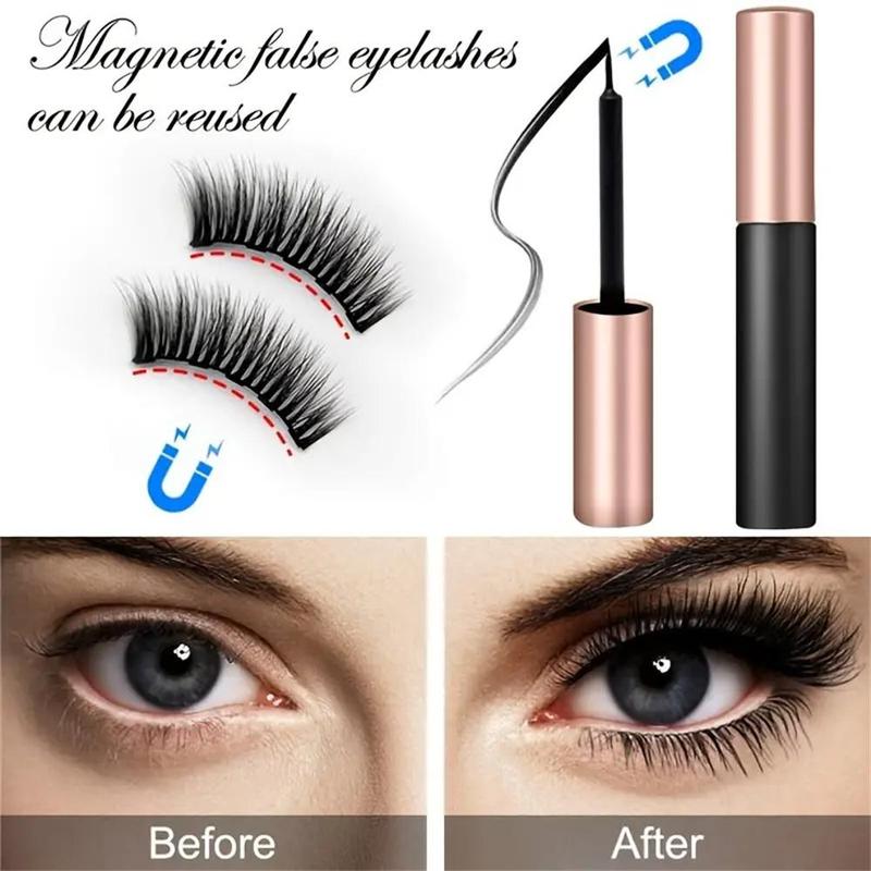 Magnetic Lashes & Magnetic Eyeliner Kit, 1 Set Natural False Eyelashes & Eyeliner Set, Eye Makeup Kit Suitable for All Occasion Makeup, Cosmetic Gift