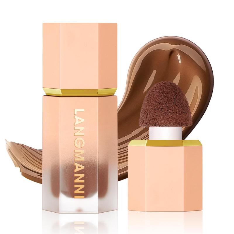 Contouring Liquid Bronzer with Built-in Sponge Brush, Moisturizing Facial Highlighting Bronzer, Facial Makeup Product for Women & Girls