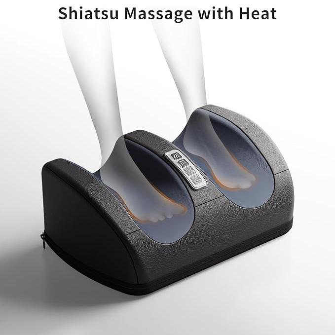 Shiatsu Foot Massager Machine with Soothing Heat, Deep Kneading Therapy, Air Compression, Improve Blood Circulation and Foot Wellness,Relax for Home or Office