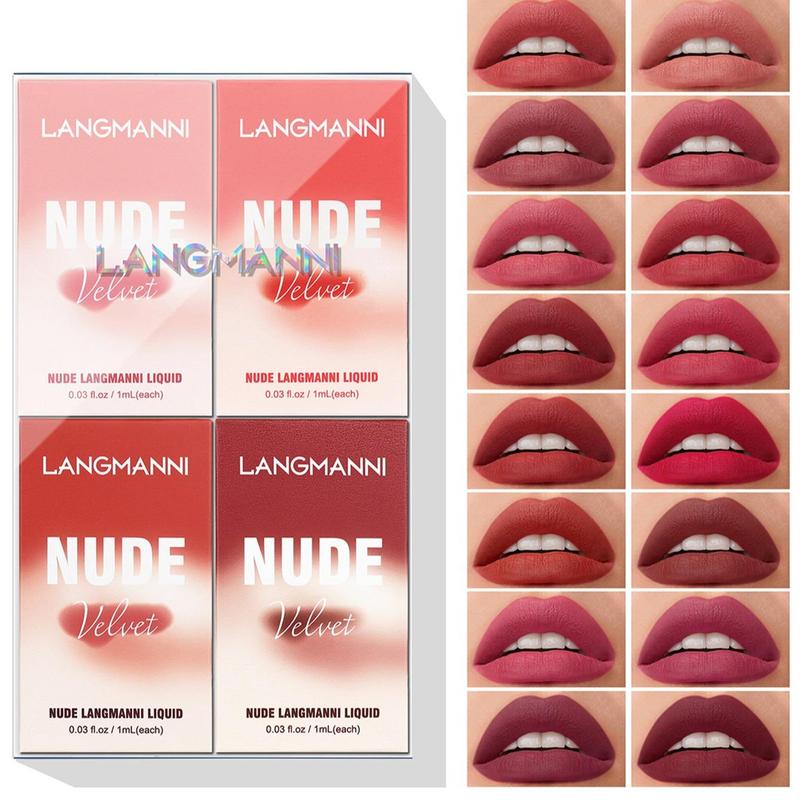 LANGMANNI Long-lasting Matte Liquid Lipstick, 16pcs set Water Proof Matte Lip Balm, Matte Liquid Lipgloss, Easy Coloring Sweat Proof Moisturizing Matte Lipstick