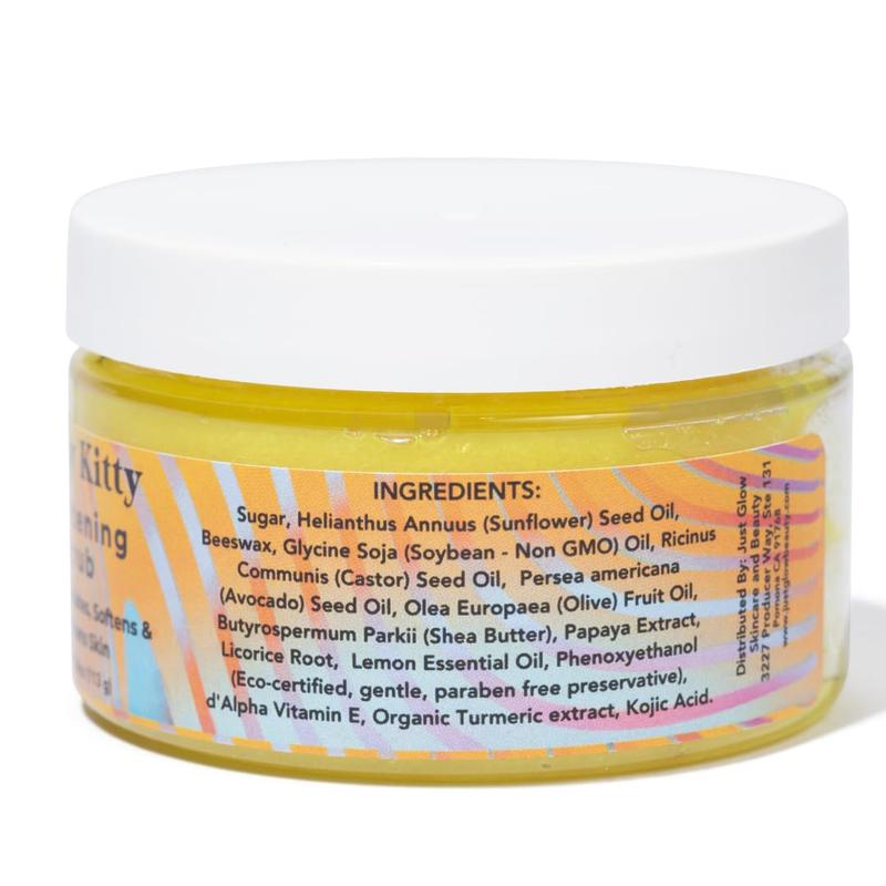 Pretty Kitty Bikini Line Sugar Scrub –Kojic Acid & Turmeric for Ingrown Hairs & Razor Bumps – Exfoliates, Softens & Brightens Bikini, Thighs & Armpits