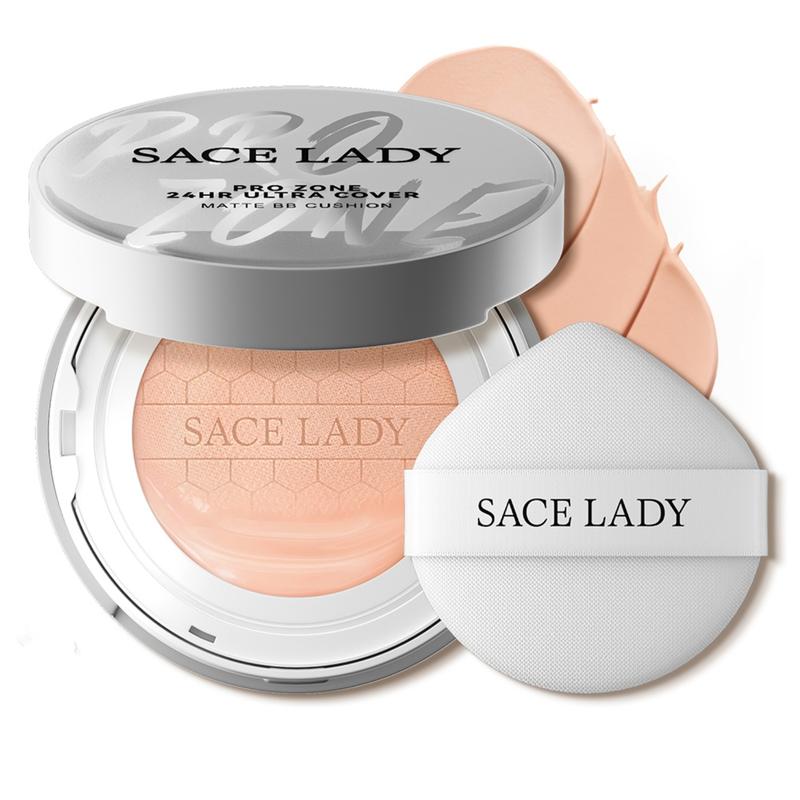 SACE LADY Oil Control BB Cushion Foundatiaon Long Lasting Full Coverrage Natural Foundation With SPF 30+ Waterproof Face Makeup 0.35Oz