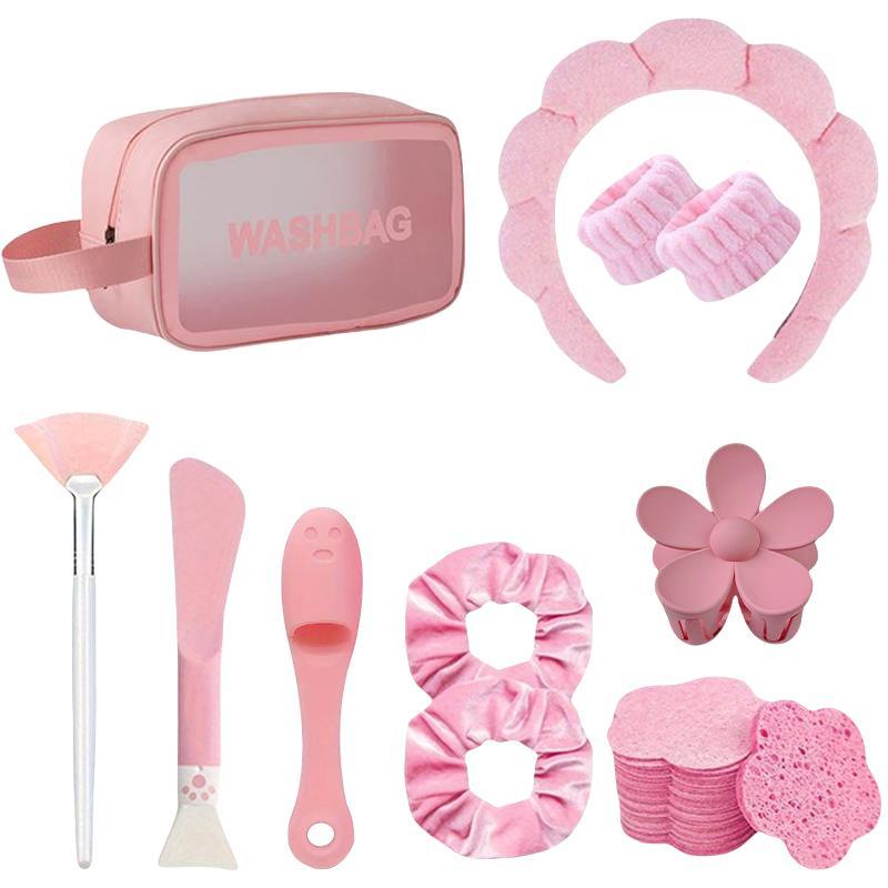 Facial Cleansing Tool Set (30pcs), Including Face Wash Pads, Face Washing Hair Hoop, Mask Brush, Silicone Nose Brush, Facial Skincare Tools for Women, Christmas Gift