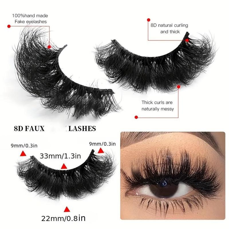 Fluffy False Eyelashes, 5 Pairs Natural Curling Wispy Faux Cluster Lashes, Volumized False Eyelashes for Women and Girls Eye Makeup Enhancement, Christmas Gift