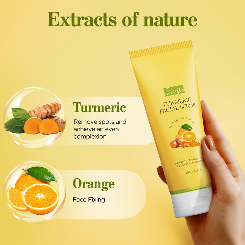 Srripo Turmeric Facial Scrub, with Victamin C, 4.23OZ. Skincare Comfort