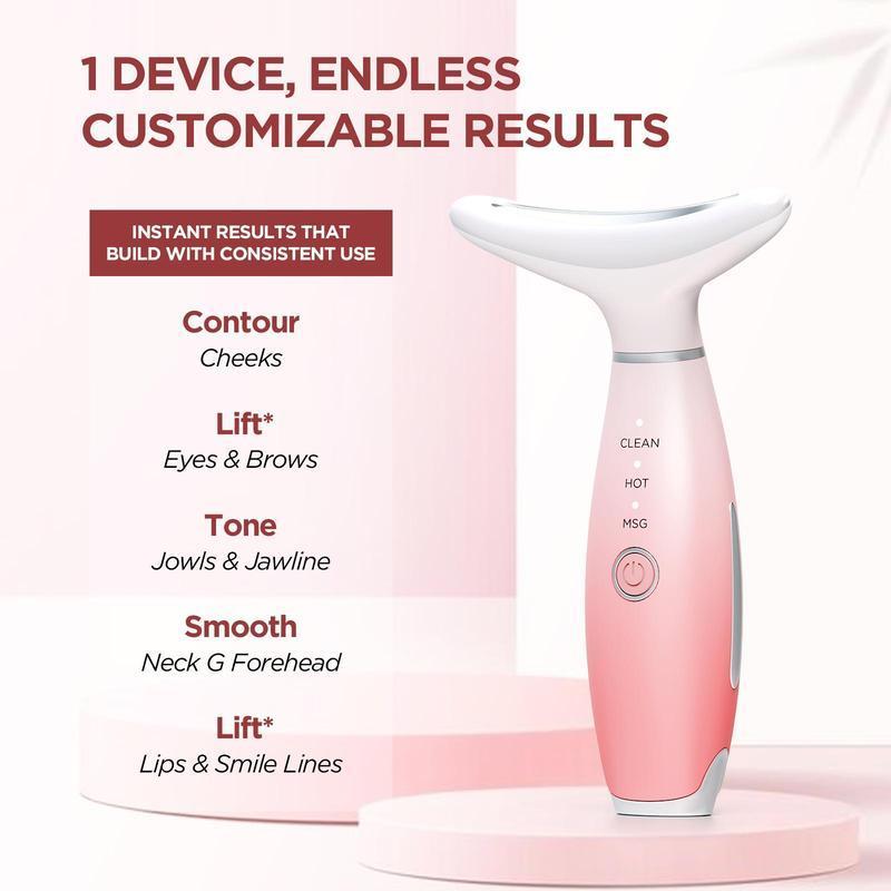 7 Color Beauty Neck Instrument, Led Facial Massager, Skin Care Face Massager, Face Sculpting Tool with Thermals, Electric Face Roller Massager, Vibration for Skin Care and Double Chin, Festival Gift