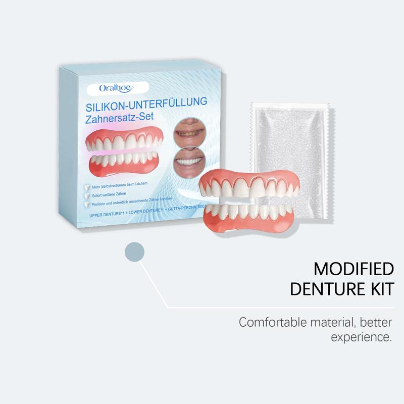 Temporary Denture Kit, 1 Box Denture Care Kit, Denture Kit for Women & Men, Daily Oral Care Product for Home & Travel