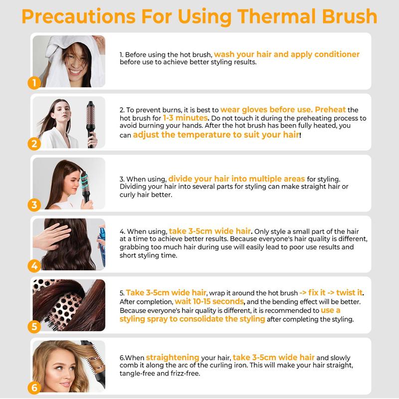 Hot Air Brush, Ceramic Ionic Curling Brush, Fast Heating Ceramic Volumizing Brush for Women & Men, Professional Hair Styling Tool for Home & Salon Use