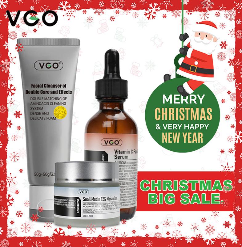 VGO Vitamin C Facial Serum + Snail Mucin 92% Moisturizer + Double Barrel Cleanser