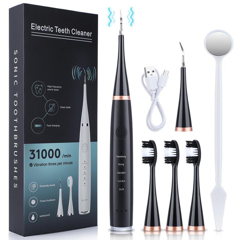 Portable Electric Toothbrush Set, 1 Set 5 Modes Electric Toothbrush with Replacement Brush Heads, Oral Care Product for Women & Men