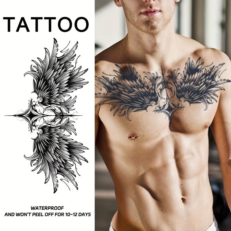 Waterproof Cross with Wings Temporary Tattoo Sticker-Realistic, Lasting for 1-2 Weeks, Suitable for Chest, Back and Arm Tattoo Temporary Waterproof and Durable Tattoo Temporary Waterproof and Durable Tattoo