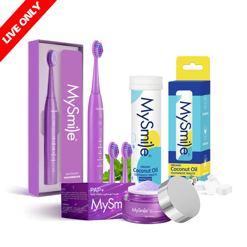 Livestream Special - MySmile Essential Sonic Electric Toothbrush + PAP Whitening Powder + Toothpaste Tablet Bundle(Result May Vary)