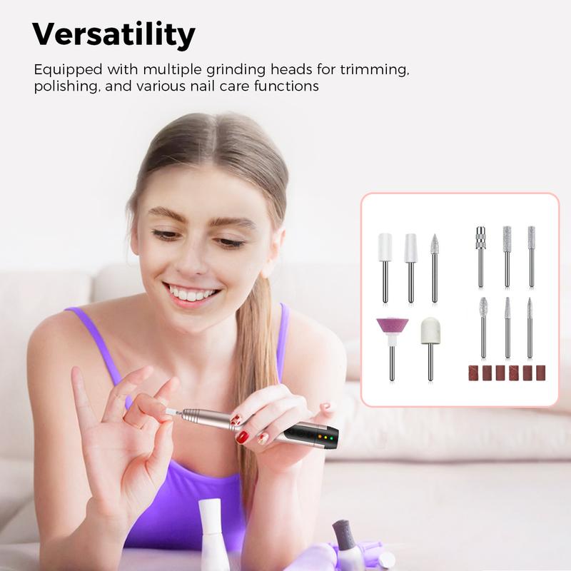 Anyask Cordless Electric Nail Drill Machine 11 in 1 Kit 25000RPM Portable Rechargeable Nail Efile Set for Acrylic Gel Dip Powder Nails Nail Art Cutics [ back to school]