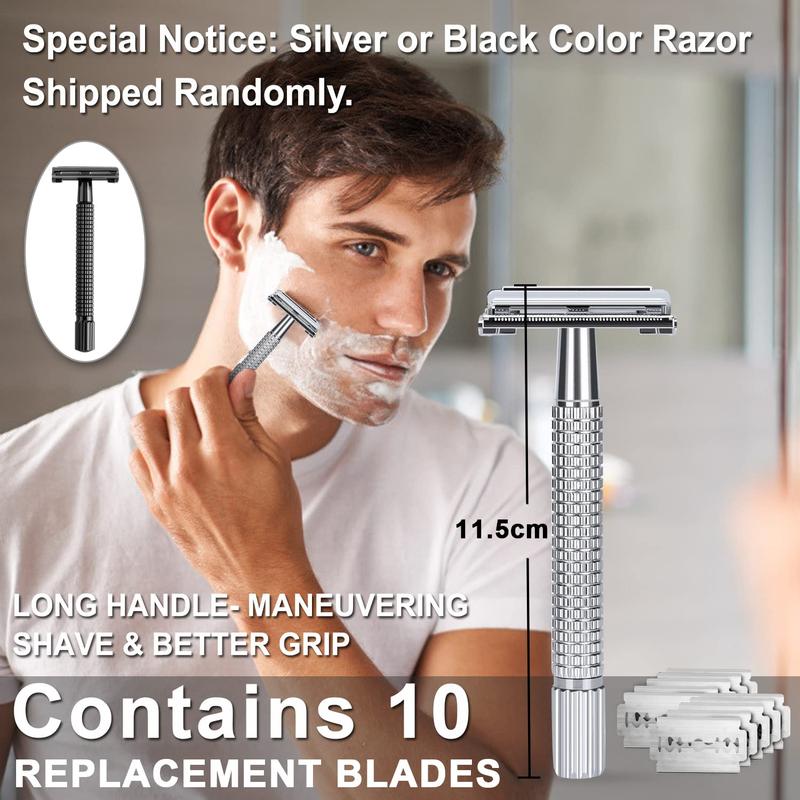 Shaving Kit for Men, Include Safety Razor, Sandalwood Shaving Cream, Mens aftershave, Pre Shave Oil, Shaving Brush and Bowl, Shaving Bib -Unique Gifts for Men Him Stocking Stuffers