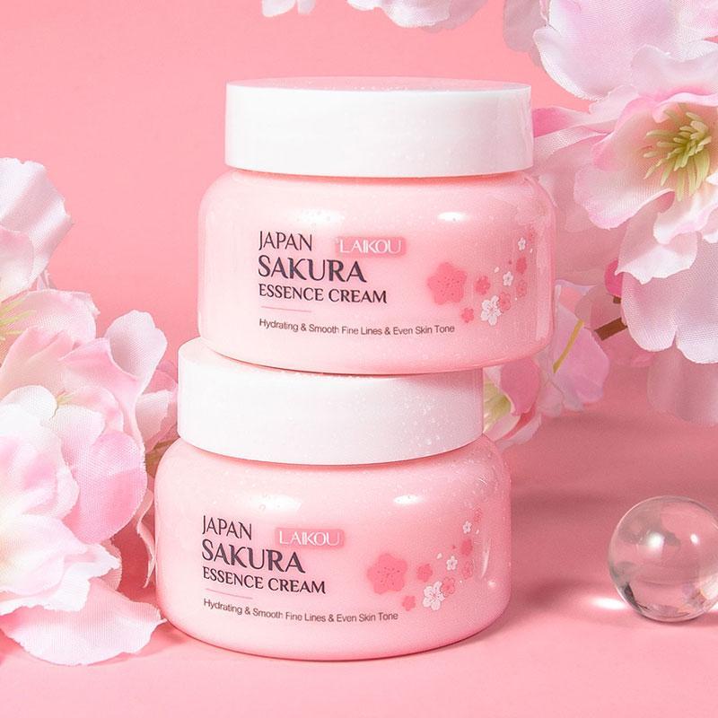 Sakura Extract Moisturizing Face Moisturizer, 2 Counts Cherry Blossom Essence Cream, Deeply Hydrate & Comfort Skin, Nourishing Skincare Day Cream Night Cream