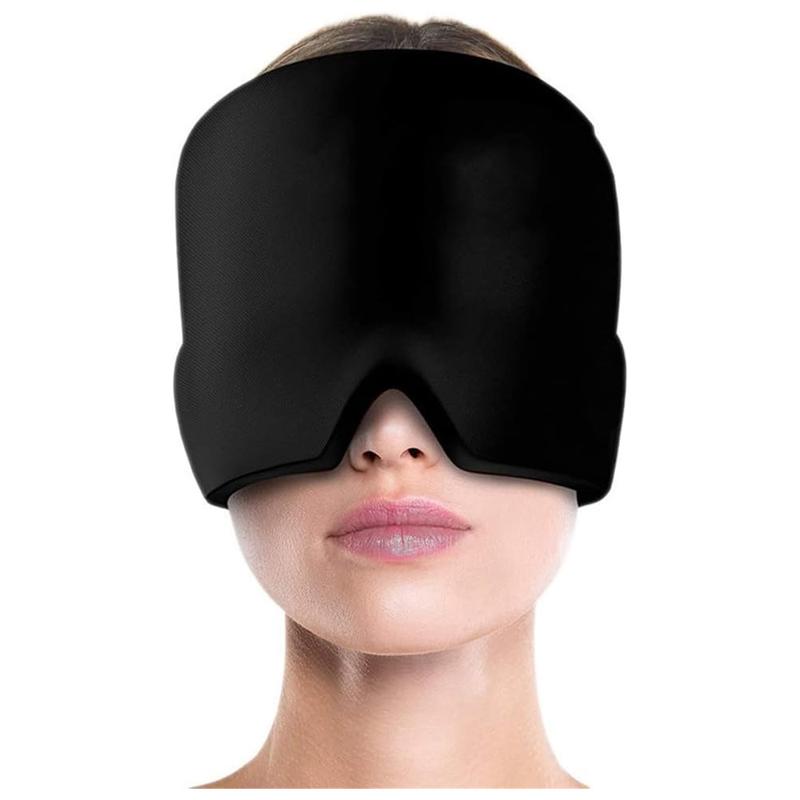 Migraine Headache Relief Cap,Face Cold Compress Head Wrap for Tension, Stress & Hangover (Black)