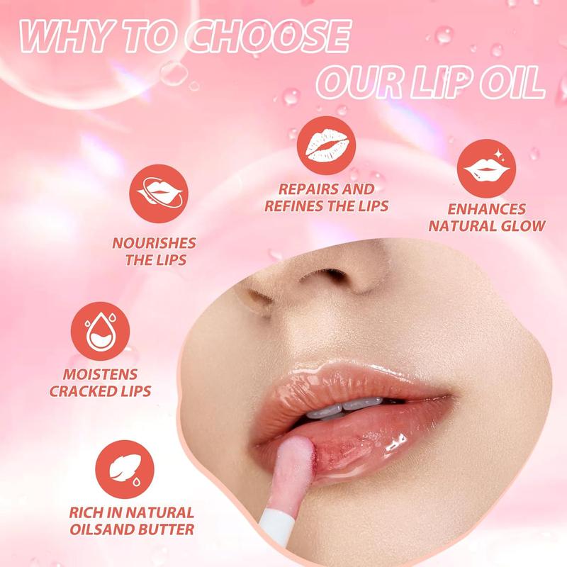 Lip Oil,No-Sticky Gloss Lip Balm Lip Care,Fruit Flavoured Lip Oil For Dry Lip's Moisturizing Hydrating And Nourishing (Strawberry+)