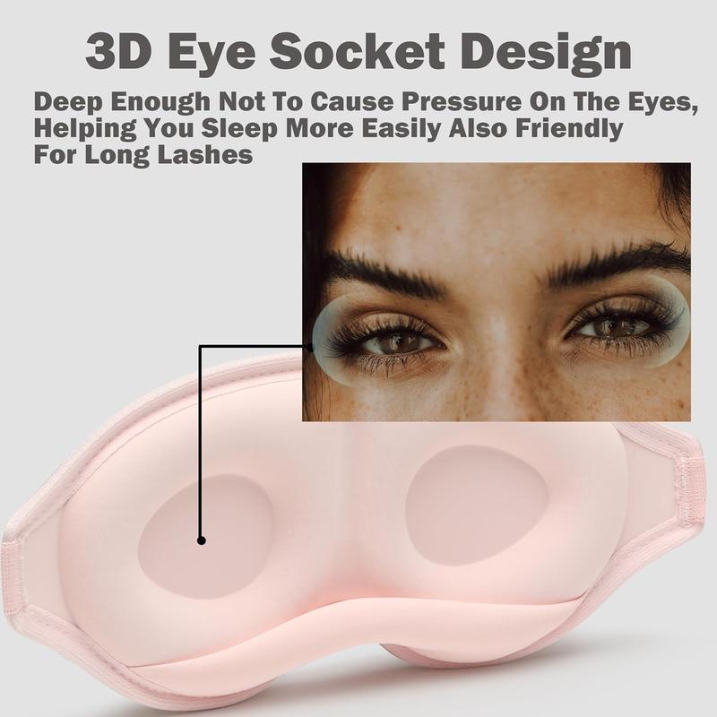 Sleep Mask for Women Men,Breathable Eye Mask with Adjustable Strap,3D Contoured Cup Light Blocking Sleep Masks,Blackout Eye Covers for Sleeping Traveling Yoga Nap Pink