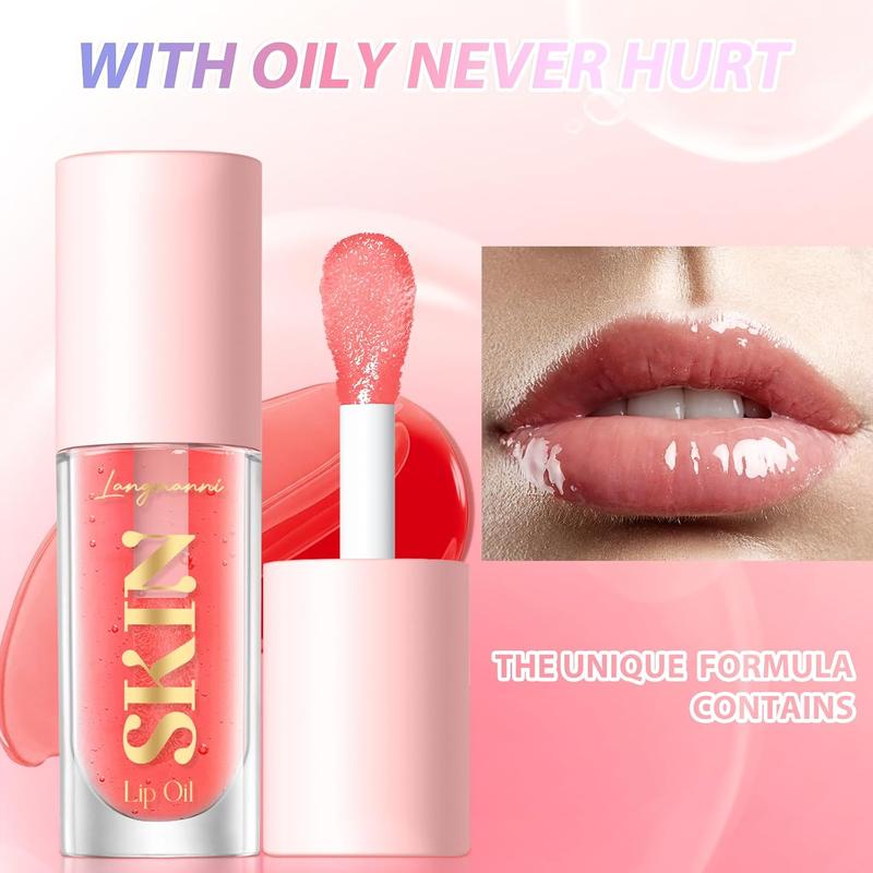 Lip Oil,No-Sticky Gloss Lip Balm Lip Care,Fruit Flavoured Lip Oil For Dry Lip's Moisturizing Hydrating And Nourishing (Strawberry+)