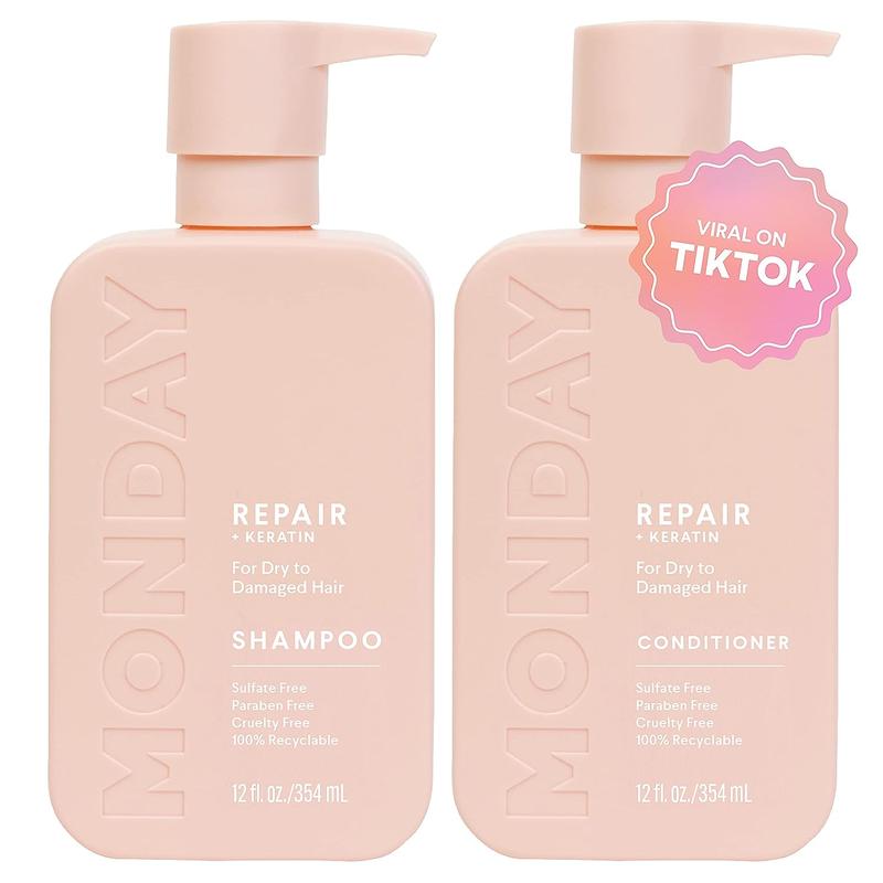 MONDAY HAIRCARE Repair Shampoo and Conditioner Set 12Oz for Dry to Damaged Hair, Made with Keratin, Coconut Oil, Shea Butter and Vitamin E no brand