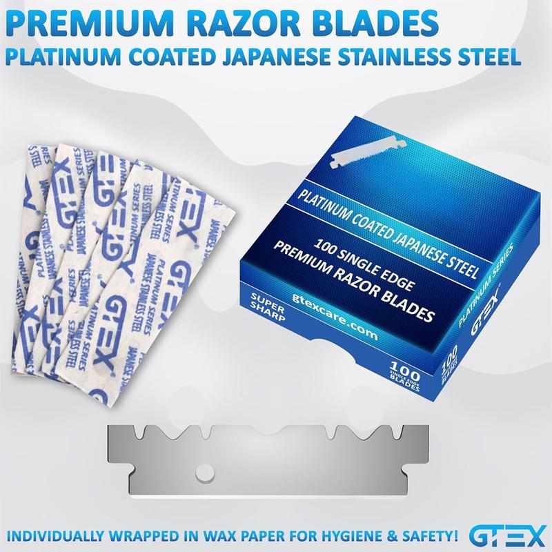 Straight Razors For Men 100  Barber Razor Blades - 2 Professional Straight Razor Single Blade Razors for Men Navajas Para Barbero Straight Edge Razor Barber Beard Razor Shavette Shaving Razor Kit