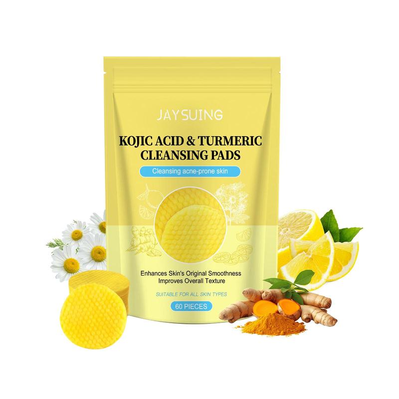 Turmeric Facial Cleansing Pads, 60pcs box Gentle Exfoliating Facial Pads, Facial Skin Care Product for Women & Men Daily Use