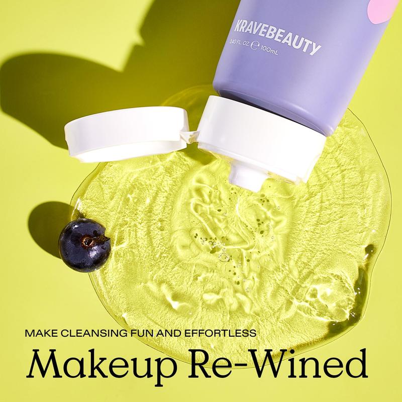 KraveBeauty Makeup Re-Wined, Transforming Jelly Oil Cleanser, Removes Makeup & Impurities, Suitable For All Skin Types, Vegan & Cruelty Free, 3.38 fl oz