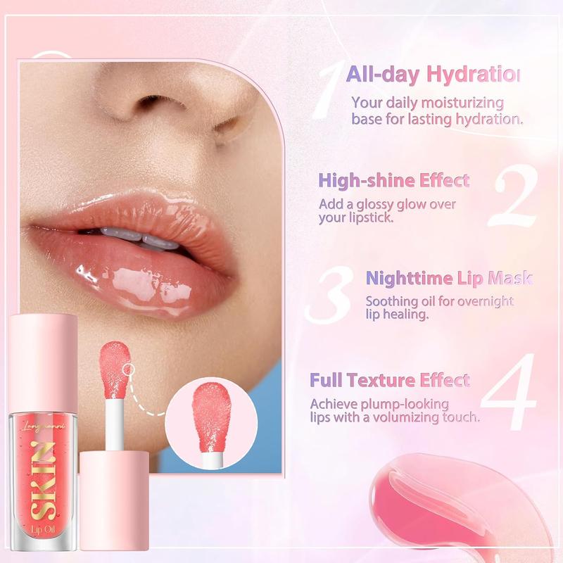 Lip Oil,No-Sticky Gloss Lip Balm Lip Care,Fruit Flavoured Lip Oil For Dry Lip's Moisturizing Hydrating And Nourishing (Strawberry+)