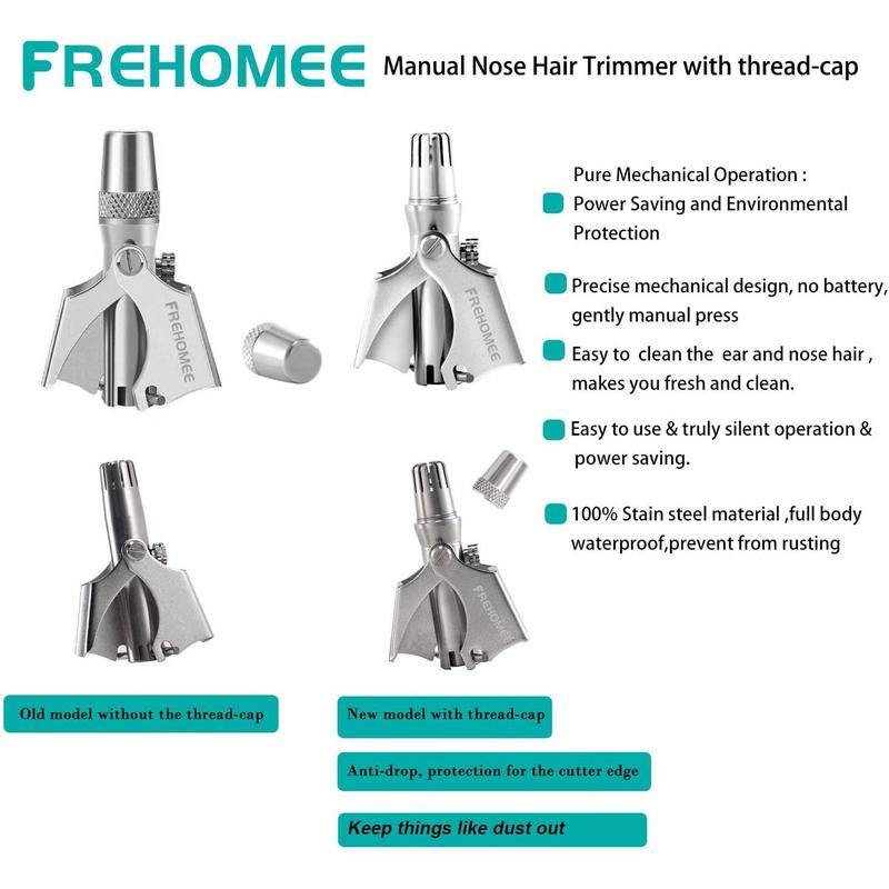 Manual Nose Hair Trimmer for Man & Woman,No Battery Required,Trimmer for Nose,Ear,Moustache and Whiskers Hair,Waterproof,Stainless Steel with Brush,Nasal Clippers Oral Cleansing Comfort