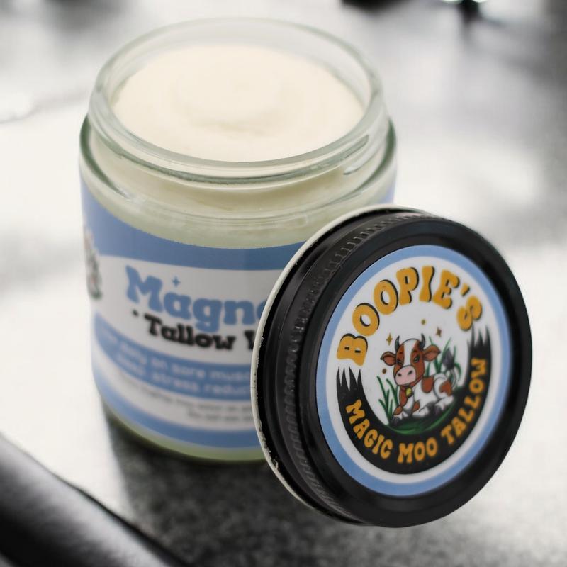 Boopie's Magic Moo Tallow lotion & cream made with grass fed & finished beef tallow and organic ingredients. Clean, simple & gentle skincare.