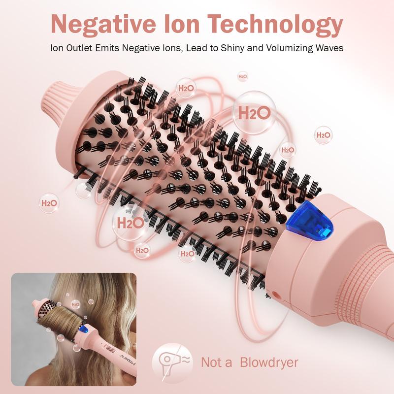 Plavogue Thermal Brush Curling Iron Brush for Blowout Look, 1.5 Inch 1.25 Inch Negatives Ionic Heated Round Brush Makes Hair Smoother, Dual Voltage Thermal Round Brush Straightening Curling Styling for Travel, Quick Heated, Handle Comfort