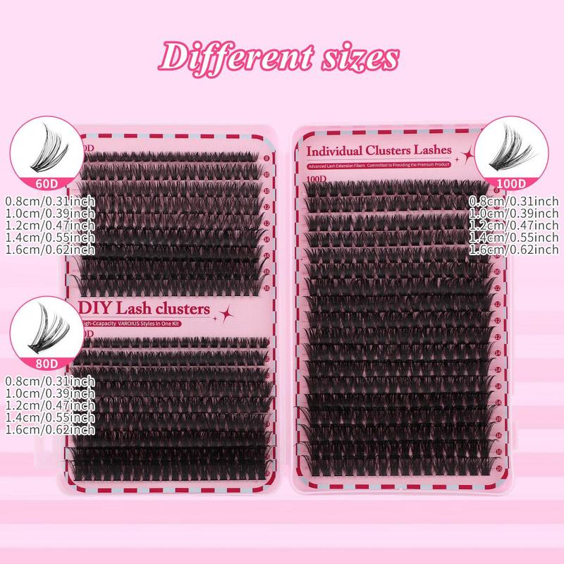 Mixed Length Individual False Eyelashes, 1 Set Natural Look Eyelash Extensions, Self Grafting Curl Eyelashes, Eye Makeup Enhancement for Women & Girls