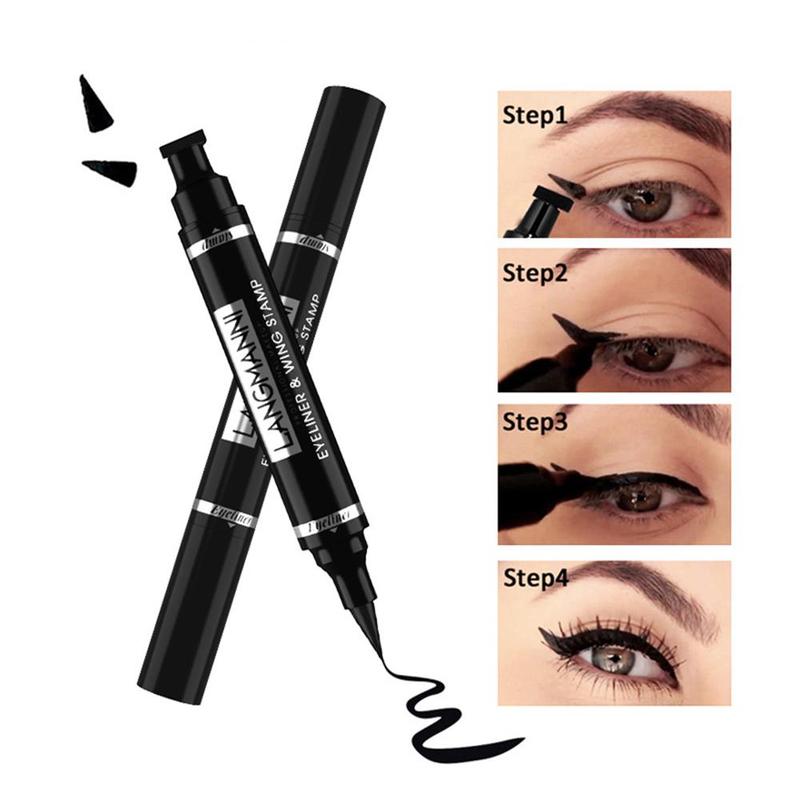 Double-ended Eyeliner Pen, 1 Count Waterproof Long Lasting 2 In 1 Triangle Eyeliner Pencil, Eye Makeup Tool For Women