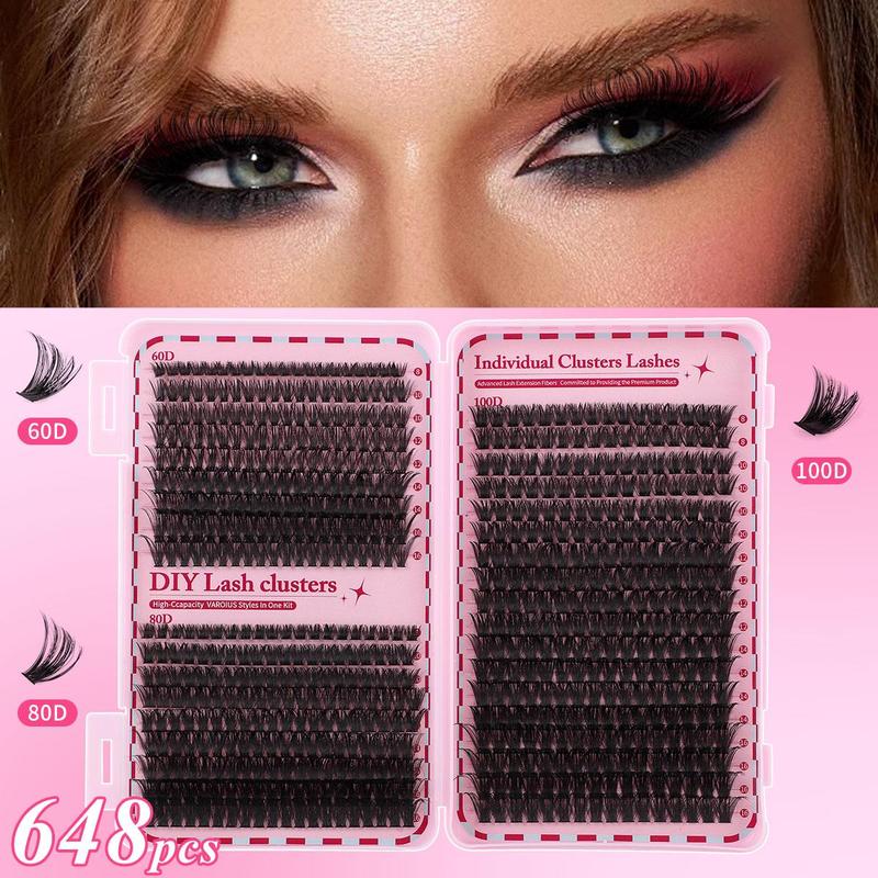 Mixed Length Individual False Eyelashes, 1 Set Natural Look Eyelash Extensions, Self Grafting Curl Eyelashes, Eye Makeup Enhancement for Women & Girls