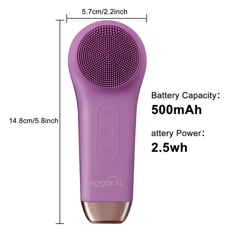 Electric Facial Cleansing Brush, Hot & Cold Use Waterproof Silicone Face Scrubber, Facial Skin Care Tool for Pores Cleaning, Skin Massage Brush Great for Women and Men