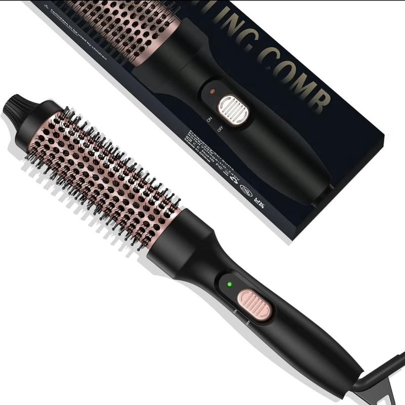 1.25-inch Professional Heated Curly Hair Brush Straight Hair Comb, Hot Tools Thermal Brush, Negative lon Perm Stick HeatingRound Brush Dual-purpose Hair Styling Comb, American Standard Plug, Women'sHair Styling Tool Comfort 1 2 inch curler