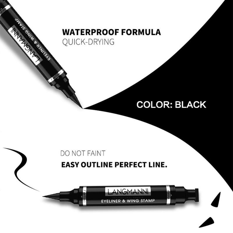 Double-ended Eyeliner Pen, 1 Count Waterproof Long Lasting 2 In 1 Triangle Eyeliner Pencil, Eye Makeup Tool For Women