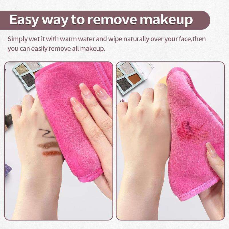 Reusable Makeup Remover Towel, 7 Counts Soft Microfiber Makeup Remover Cloth, Breathable Facial Cleansing Tool for Women & Girls