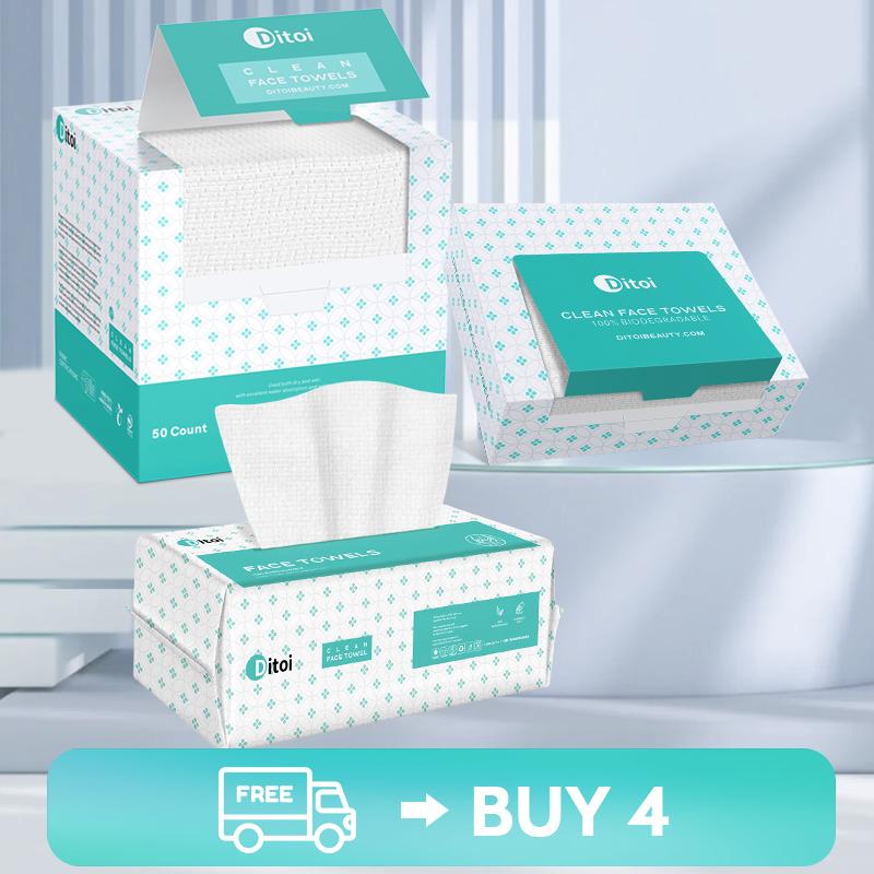 Ditoi Disposable Face Towels Soft Absorbent Thick Biodegradable Dry Makeup Remover Wipes