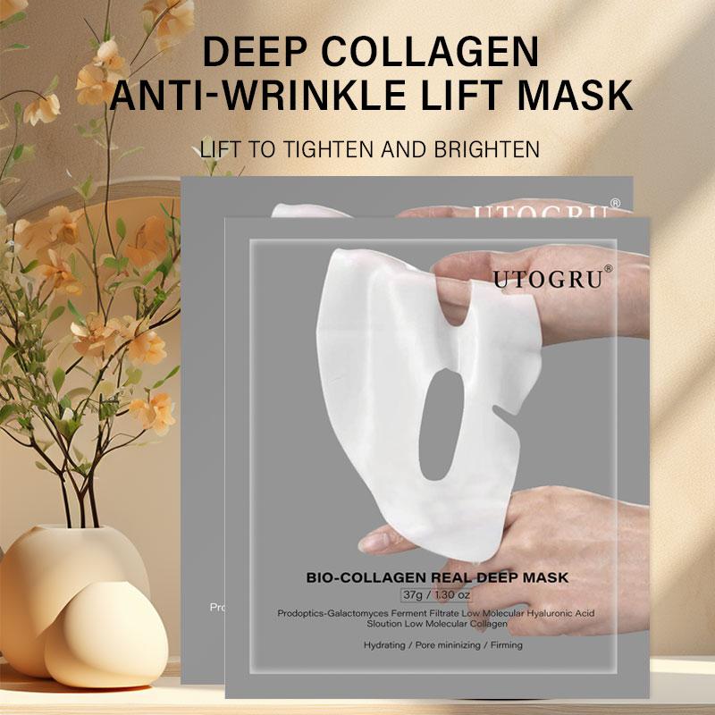 UTOGRU-Moisturizing 4-Piece Bio-Collagen Deep Anti-Wrinkle Lifting Mask, a nighttime moisturizing mask for all skin types - minimizes pores, enhances elasticity, firms Hydrating Skincare