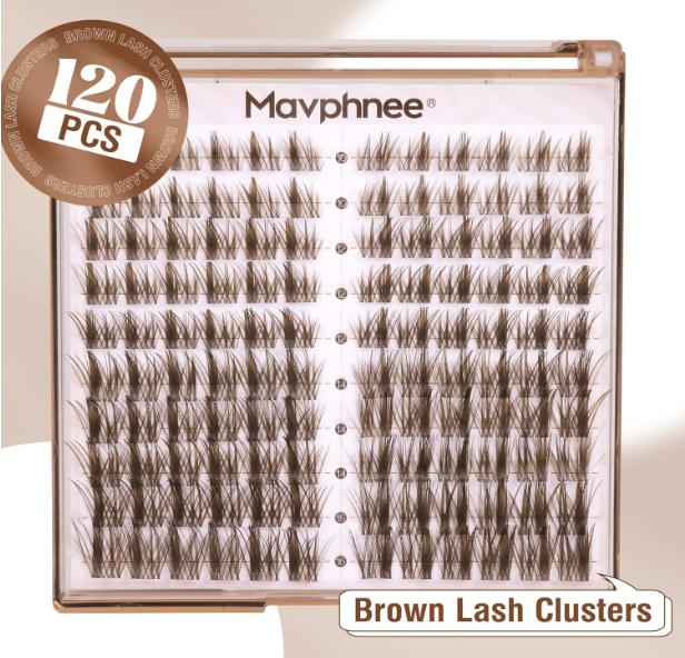 Brown Lash Clusters Wispy Eyelash Extensions Dark Brown Lash Extensions 10-16MM DIY at Home CC Curl Eyelash Clusters Natural Spiky Lash Individuals 120 Pcs Cluster Lash Pack