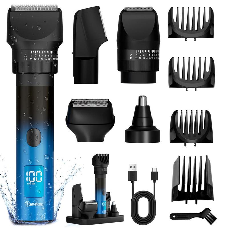 5 in 1 Electric Hair Trimmer, 1 Box Multifunctional Waterproof Hair Clipper with LED Display, USB Rechargeable Hair Trimmer for Men