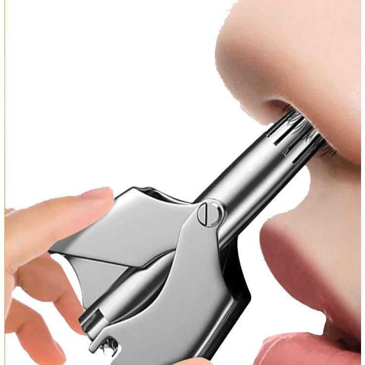 Manual Nose Hair Trimmer for Man & Woman,No Battery Required,Trimmer for Nose,Ear,Moustache and Whiskers Hair,Waterproof,Stainless Steel with Brush,Nasal Clippers Oral Cleansing Comfort