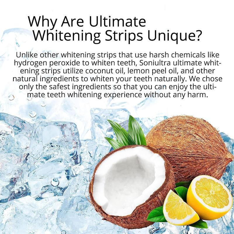 EXULTIC Teeth Whitening Strips for Teeth Sensitive: Coconut and Lemon Peel Oil Infused White Strips- Whiter, Brighter Smiles - Gentle and Safe Whitening Kit -28 Whitening Strips -14,Gluten Free