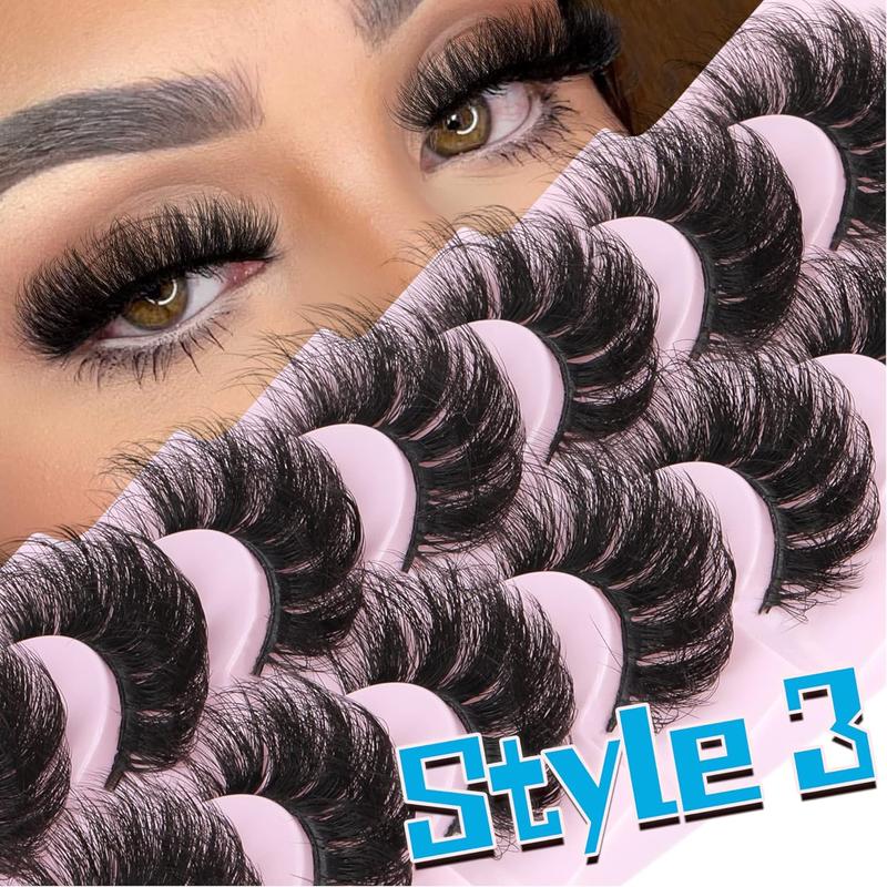 3D False Eyelashes, 21 Pairs Natural Curling Wispy Cat Eye Faux Cluster Lashes, Volumized False Eyelashes for Women and Girls Eye Makeup Enhancement