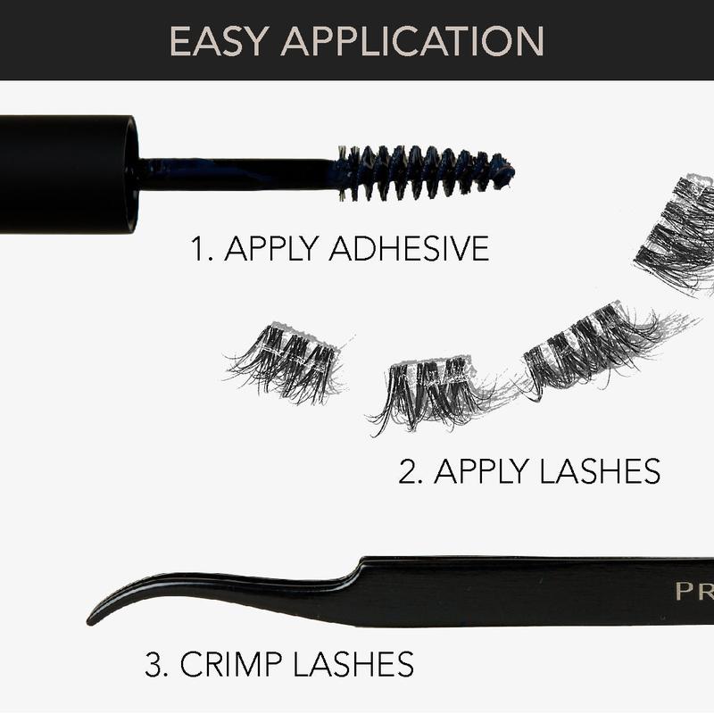 Pro Lash Starter Kit - One Month Lash Supply Eyelashes Makeup - 3 sets of lashes - adhesive - remover - tweezers