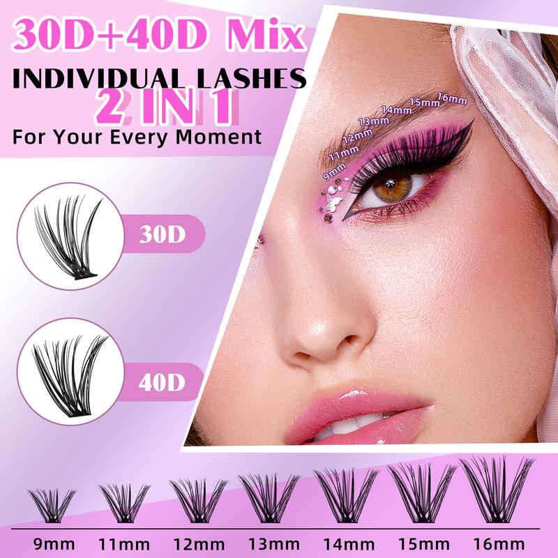 B&Q LASH l 30D+40D G Lash Kit l 280pcs Individual Lashes,D Curl (9-16MIX) for DIY Lashes Extension, Waterproof Long Lasting Beginner Friendly